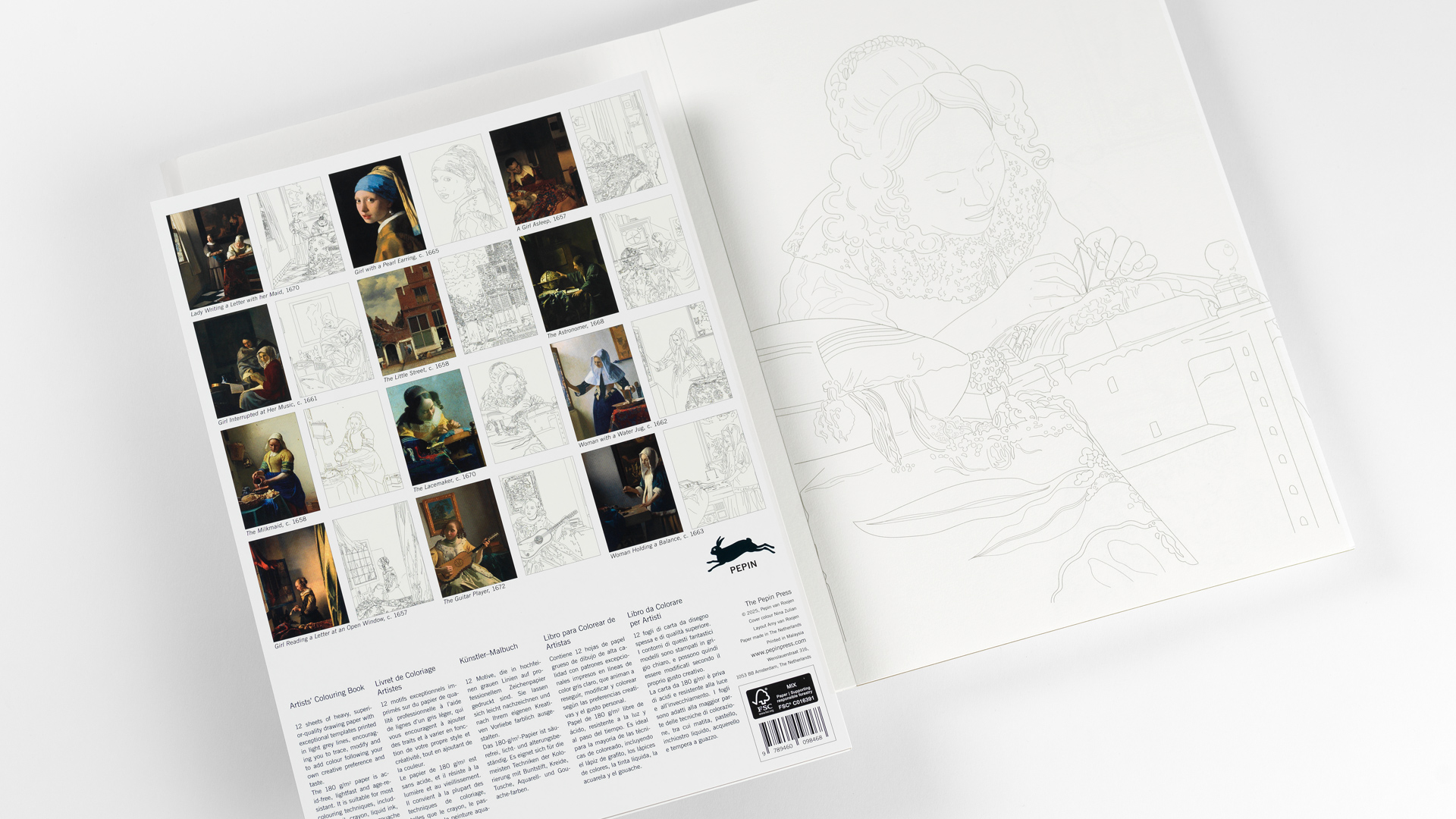 The Pepin Press omalovánky, Vermeer, A4_3